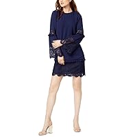 Michael Michael Kors Womens Lace Trim Dress,True Navy,XX-Small