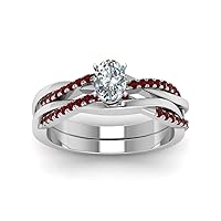 Choose Your Gemstone Infinity Twist Diamond CZ Matching Set Sterling Silver Oval Shape Wedding Ring Sets Ornaments Surprise for Wife Symbol of Love Clarity Comfortable US Size 4 to 12
