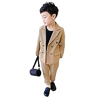 Boys' Double Breasted Peak Lapel Suit Two Pieces Jacket Trousers Party Daily Festival Tuxedos