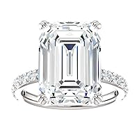 Neerja Jewels 8 CT Emerald Moissanite Engagement Ring 10K 14K 18K Solid Gold Moissanite Diamond Ring 925 Sterling Silver Solitaire Engagement Wedding Ring Women