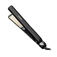 67615 Professional High Heat 1-inch Ceramic Tourmaline Ionic Flat Iron - Fast, Frizz-Free Ceramic Hair Straightener, Gentle Glide for Waves, Curls, and Smooth Hair, Black/Gold