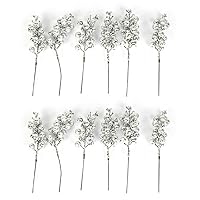 12pcs Artificial Stems Picks Glitter Berries Branches for Christmas Tree Decorations Craft Spring Festival Holiday Red Picks for Wreaths