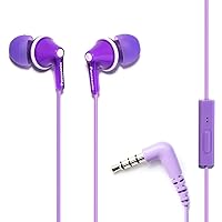 Panasonic ErgoFit Wired Earbuds, In-Ear Headphones with Microphone and Call Controller, Ergonomic Custom-Fit Earpieces (S/M/L), 3.5mm Jack for Phones and Laptops - RP-TCM125-V (Purple)