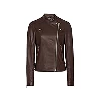 Latest Asymmetrical Zipper Chocolate Brown Stylish Jacket for Women