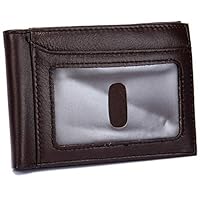 Wallet for Men Real Leather Man Slender Wallet RFID Blocking Credit Card Holder Zipper Money Coin Purse Pocket Clutch Bags (Color, Brown, Size, S),Brown,Small