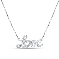 Silver Diamond Love Heart Necklace 1/20 Ctw.