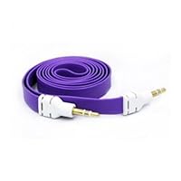 Outdoorshope Purple 3.5mm Male to Male Flat Noodle Audio Extension AUX Cable Adapter for Pc Phone Car iPods