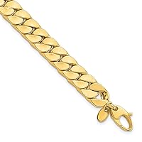 14k Hollow Gold 8.5mm Polished Flat Beveled Curb Mens Bracelet 8.5 Inch Jewelry for Men