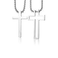 Couple Cross Necklace Stainless Steel Religious Matching Necklaces for Valentine's Day Gift