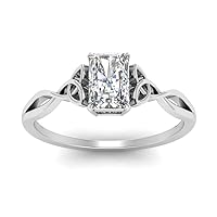 Choose Your Gemstone Irish Split Solitaire Ring 925 Sterling Silver Radiant Shape Solitaire Engagement Rings for Women and Girls US Size : 4, 5, 6, 7, 8, 9, 10, 11, 12