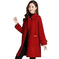 Autumn Winter Female Popular Versatile Small Woolen Coat Korean Version Medium Long Woolen Coat Women