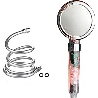 Chakra Showerhead + Hose | Ecowater Spa Shower with 3 Spray Settings for Healthy Hair & Skin | Handheld High Pressure Water Saving Showerhead with 1.5m Hose (Set)