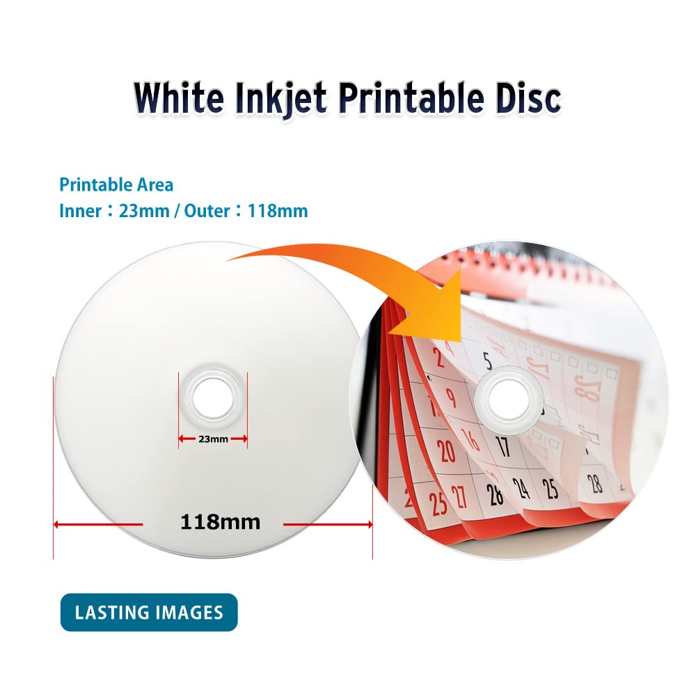 Optical Quantum 6X 50GB BD-R DL White Inkjet Printable Blu-ray Double Layer Recordable Media, 50-Disc Spindle