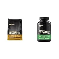 Optimum Nutrition GS Pro Gainer Weight Gainer Protein Powder, Double Chocolate, 10.19 Pounds (Packaging May Vary) & Micronized Creatine Monohydrate Capsules, Keto Friendly, 2500mg, 100 Capsules
