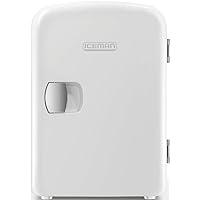Chefman - Iceman Mini Portable White Personal Fridge Cools Or Heats & Provides Compact Storage For Skincare, Snacks, Or 6 12oz Cans W/ A Lightweight 4-liter Capacity To Take On The Go