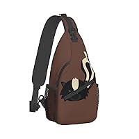 Skunk Print Trendy Casual Daypack Versatile Crossbody Backpack Shoulder Bag Fashionable Chest Bag