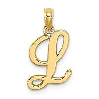 14k Gold L Script Letter Name Personalized Monogram Initial High Polish Charm Pendant Necklace Measures 18.6x10.2mm Wide 1mm Thick Jewelry Gifts for Women