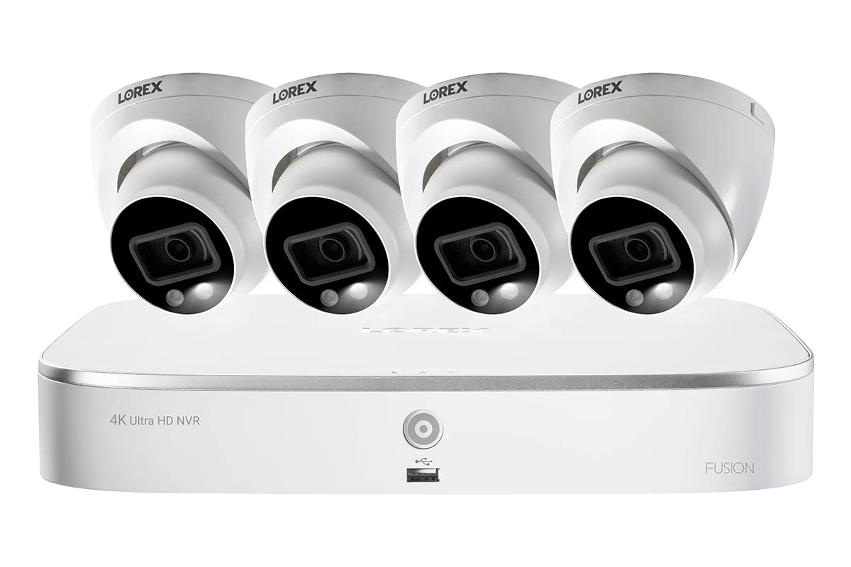 Lorex 4K IP Indoor/Outdoor Wired NVR Security Camera System, Ultra HD IP Dome Cameras and Smart Motion Detection, Active Deterrence Video Surveilla...