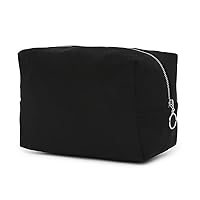 Elenblu Cosmetic Pouch for Women & Girls Makeup Organizer Case Travel for Multipurpose Made of Vegan Suede Fabric – (19.05 x 12.7 x 19.05 cm) (Brown), Black, Travel Accessories