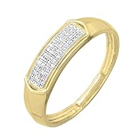 Dazzlingrock Collection 0.15 Carat (ctw) Round White Diamond Micro Pave Wedding Band for Men in 18K Yellow Gold Plated Sterling Silver