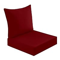 downluxe Outdoor Deep Seat Cushions Set, Waterproof Memory Foam Patio Furniture Cushions with Zipper for Outdoor Chair Sofa, 24