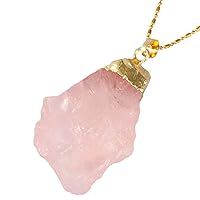 TUMBEELLUWA Natural Crystal Pendant Necklace Raw Stone Gemstone Gold Plated Healing Irregular Handmade Jewelry for Women