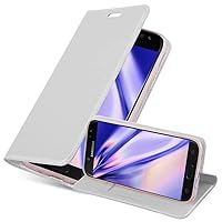 Book Case Compatible with Samsung Galaxy J5 2017 in Classy Silver - with Magnetic Closure, Stand Function and Card Slot - Wallet Etui Cover Pouch PU Leather Flip