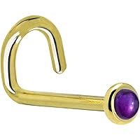 Body Candy Solid 14k Yellow Gold 2mm Genuine Amethyst Left Nose Stud Screw 20 Gauge 1/4