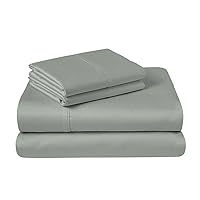 Pizuna Cotton Queen Bed Sheets Set Sea Foam, 400 Thread Count 100% Long Staple Combed Cotton Sateen Weave Cooling Sheet & Pillowcase Set, Deep Pocket Sheets fits 15 inch (Queen Sheet Set - 4PC)
