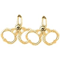 Police Officer Earrings | 14K Yellow Gold Handcuffs Lever Back Earrings - Made in USA