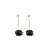 Black onyx Gemstone Stick Earring Findings DIY Earring Dangle Connector Collet Setting Gemstone Jewelry Charms Connector Necklace Connector