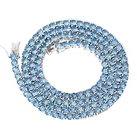 ANGEL SALES 10.00 Ct Round Blue Diamond 18 Inches Necklace For Men's & Women's 14K White Gold Finish