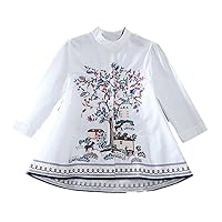 Korea Design Loose Stand Collar Show Thin A-line Embroidery Original Baby Shirt Ruffle Blouse Women Tops