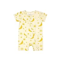 Teach Leanbh Baby Boys Girls Bamboo Viscose Printing Pajamas 2 Way Zipper Short Sleeve Romper Jumpsuit Sleep and Play