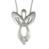 American West Jewelry Sterling Silver Women's Necklace Angel Design April Month Crystal 16 Inch