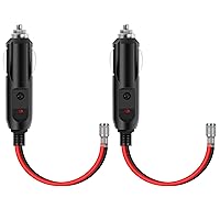 Nilight 10028W 2 Pack Cigarette Lighter Male Plug with Leads 10Amp Fuse with LED Light Car Replacement Cigar Male Socket Plug Extension Cable,2 Year Warranty