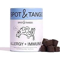 Allergy + Immune Supplement for Dogs | Vet-Approved For Itchy Skin & Allergy Relief | Wild Alaskan Salmon Oil, Omega-3, Primrose Oil, Biotin | Real Strawberry & Blueberry Flavor, 56 Count