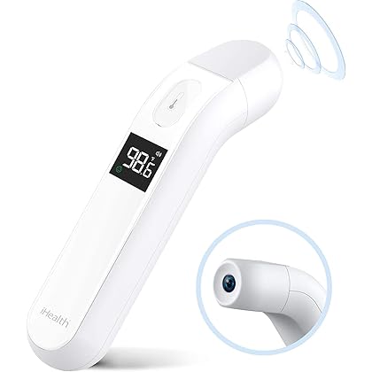 Thermometer for Adults by iHealth, Infrared Forehead Thermometer for Adults and Kids, Touchless Digital Baby Thermometer with Fever Indicator, Non Contact Thermometer (PT2L)