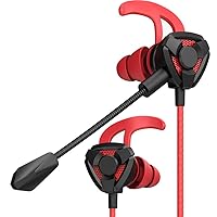 Gaming Headset, PC Gaming Headset In-Ear Gaming Headphones with Dual Mic for PS4 PC Xbox One Laptop Mac Red #1