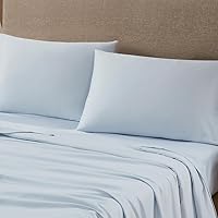 Luxury 300 Thread Count Cotton Sateen King Pillowcases, Set of 2, Light Blue