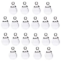 20pcs 8mm Mini Empty Clear Glass Globe 3mm Mouth Wish Glass Ball Bottles DIY Pendant Charms, 6mm Cap Include (Silver)