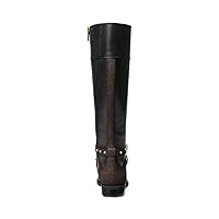 Michael Kors Kincaid Faux Leather & Logo Riding Boot, Black/Brown
