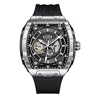 BONEST Gatti Men Luxury Watches 46mm*51mm Tonneau Automatic Mechanical Wristwatch 5ATM Sapphire Skeleton Luminous Fluororubber Strap