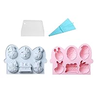 2 Pieces Easter Silicone Chocolate Moulds 6 Cavity Egg,Bunny, Rabbit Mould for DIY Chocolate,Candy,Jelly