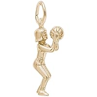 Rembrandt Charms Female Basketball Charm, 10K Yellow Gold