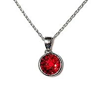 P81010BR Classic Mt St Helens Red Helenite July Birthstone Round Shape Bezel Setting Sterling Silver Pendant