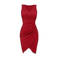Going Out Spring Dresses for Women Sleeveless Fashion Vintage Bodycon Tops Skimpy Casual Birthday Solid Sexy V Neck