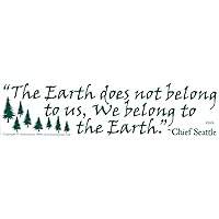 AzureGreen The Earth Does Not Belong to Us, We Belong to The Earth - Chief Seattle - Bumper Sticker/Decal (11.5