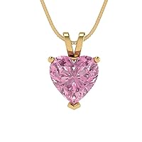 Clara Pucci 2.0 ct Heart Cut Stunning Genuine Pink Simulated Diamond Solitaire Pendant Necklace With 16