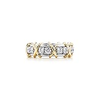 925 Sterling Silver Sixteen Stone Gold Plated Design Ring White CZ Stone Also a Great Choice for Wedding Gift